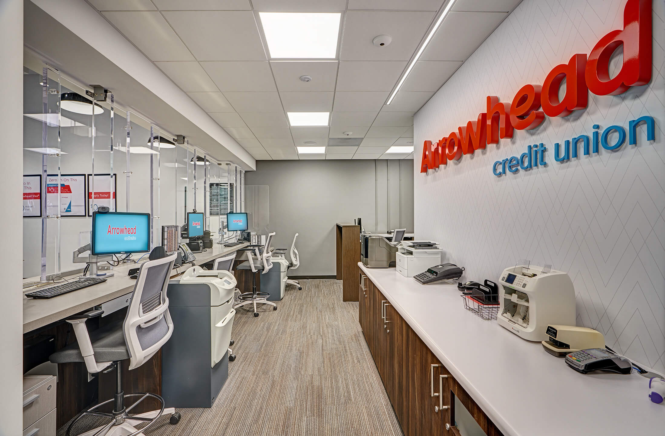 Arrowhead Credit Union - teller desk behind